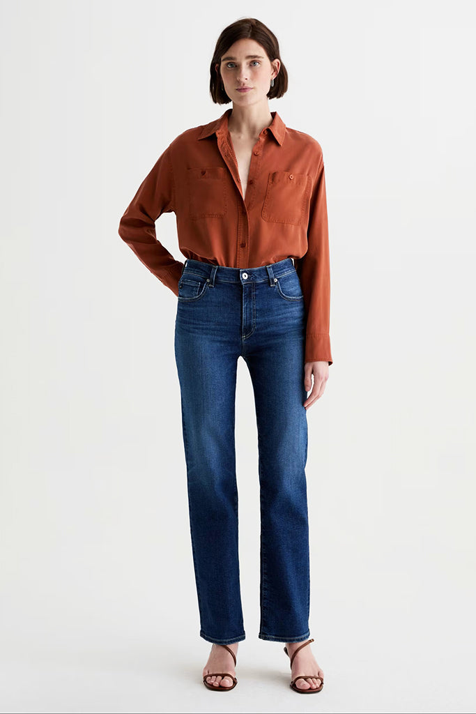 AG Jeans Brinley Mid Rise Straight Leg Jeans in Poetic - Arielle Clothing