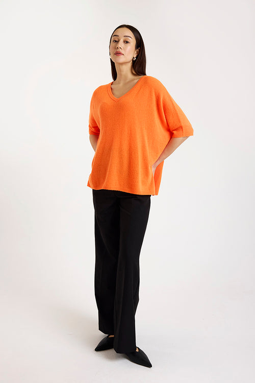 Brodie Cashmere Bronte Tee in Hot Coral - Arielle Clothing