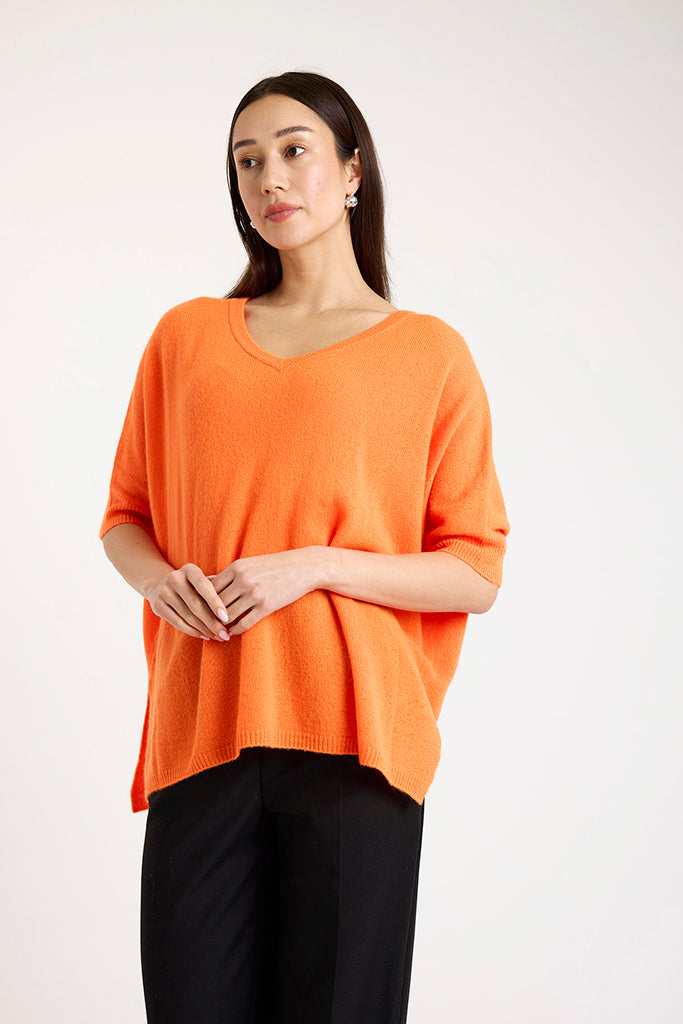 Brodie Cashmere Bronte Tee in Hot Coral - Arielle Clothing