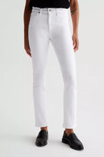 AG Jeans Mari High Rise Slim Straight in White - Arielle Clothing