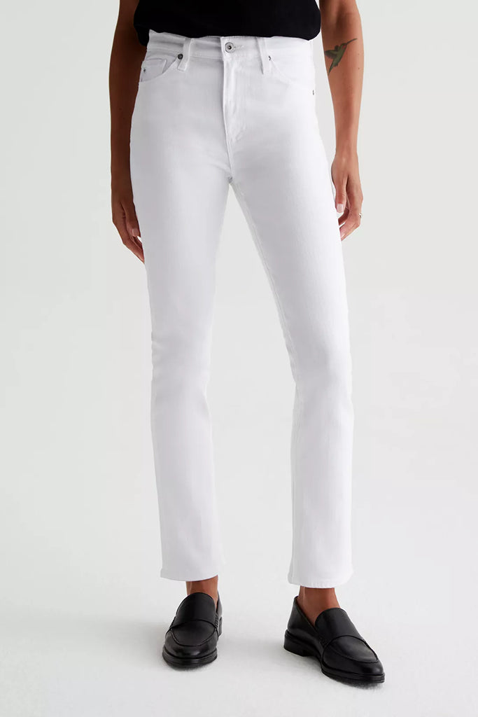 AG Jeans Mari High Rise Slim Straight in White - Arielle Clothing