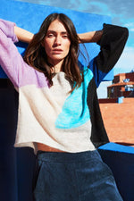 Aldo Martins Colour Block Khan Sweater in Cream/Multi - Arielle Clothing