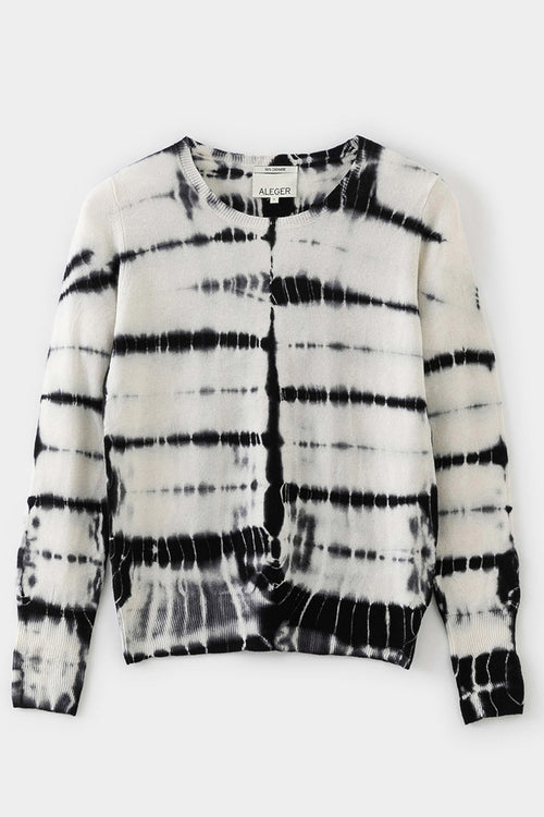 Aleger Cashmere Tie Dye Slim Fit Sweater in Lead LInes - Arielle Clothing