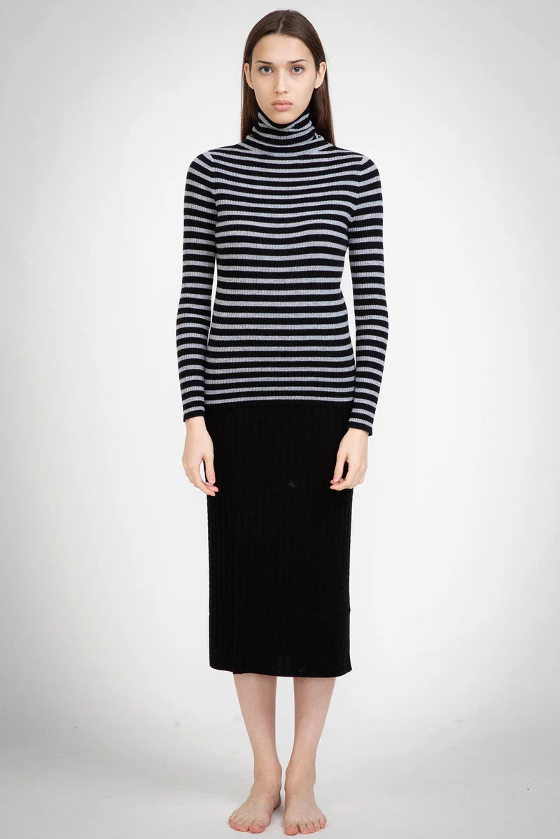 Aleger Cashmere Knit Pencil Skirt in Black - Arielle Clothing