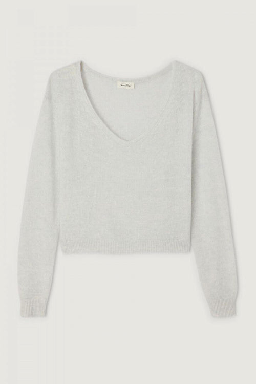 American Vintage Dumy V Neck Sweater in Arctic Melange - Arielle Clothing