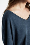 American Vintage Sonoma Long Sleeve V Neck Tee in Vintage Navy Blue - Arielle Clothing