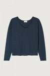 American Vintage Sonoma Long Sleeve V Neck Tee in Vintage Navy Blue - Arielle Clothing
