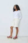 American Vintage Sonoma Long Sleeve V Neck Tee in White - Arielle Clothing