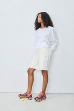 American Vintage Sonoma Long Sleeve V Neck Tee in White - Arielle Clothing