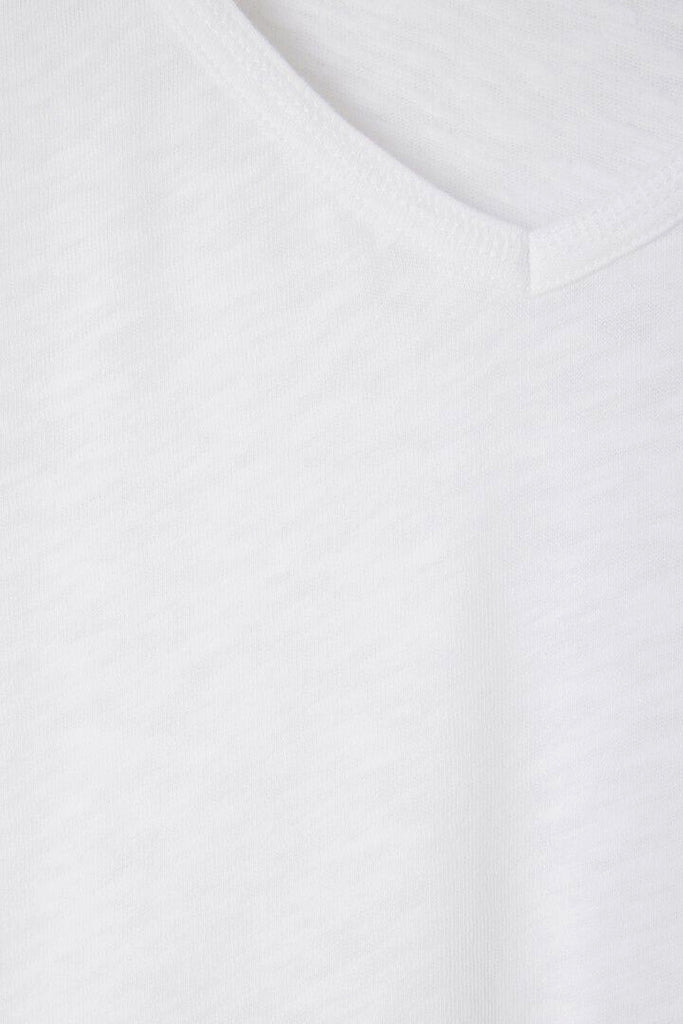 American Vintage Sonoma Long Sleeve V Neck Tee in White - Arielle Clothing
