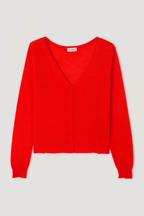 American Vintage Dumy  V Neck Cardigan in Passion - Arielle Clothing