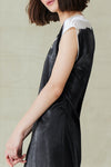Go Silk Nouveau Rouche Dress in Shadow Dye Washed Black - Arielle Clothing