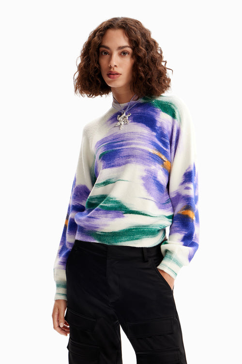 Desigual Out of Focus Floral Sweater in Raw - Arielle Clothing