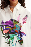 Desigual x M. Christian Lacroix Rose Shirt in White - Arielle Clothing