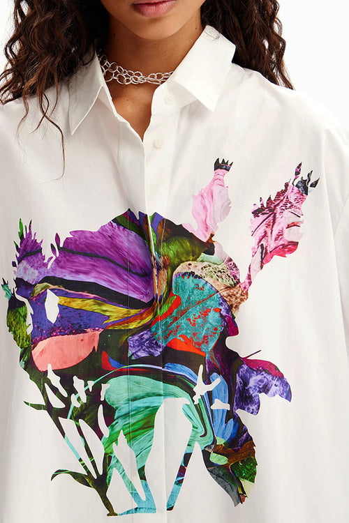 Desigual x M. Christian Lacroix Rose Shirt in White - Arielle Clothing