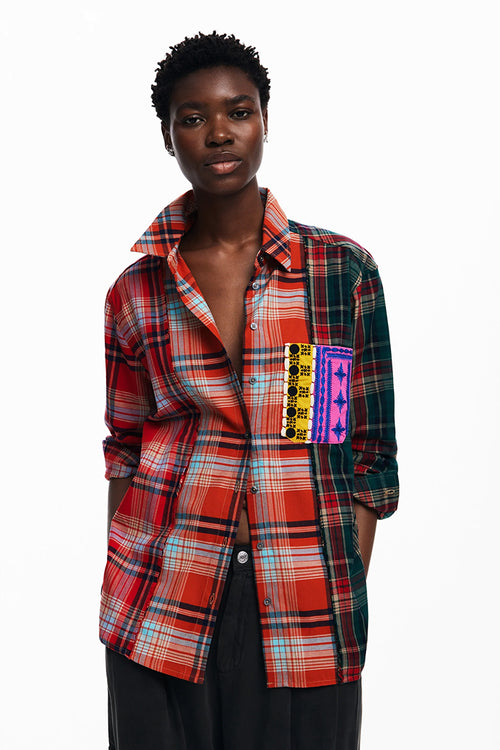 Desigual Kioto Plaid Shirt in Red - Arielle Clothing
