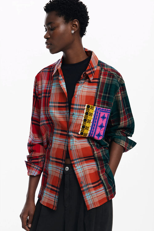 Desigual Kioto Plaid Shirt in Red - Arielle Clothing