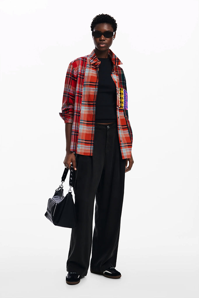 Desigual Kioto Plaid Shirt in Red - Arielle Clothing