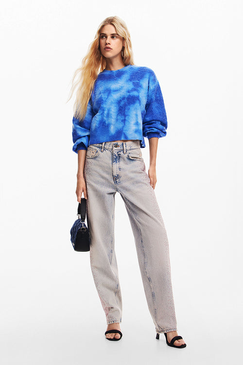 Desigual Victoria Tie Dye Sweater in Blue Water - Arielle Clothing