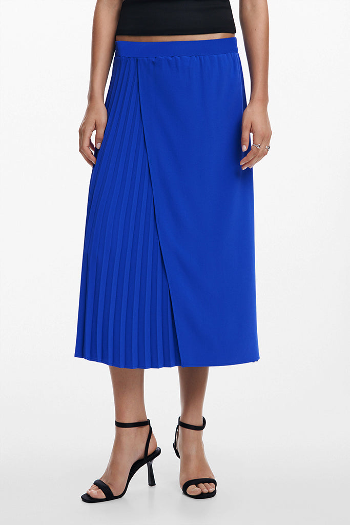 Desigual Xining Pleated Skirt in Blue Klein - Arielle Clothing