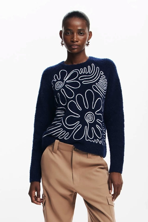 Desigual Cambridge Sweater in Navy - Arielle Clothing