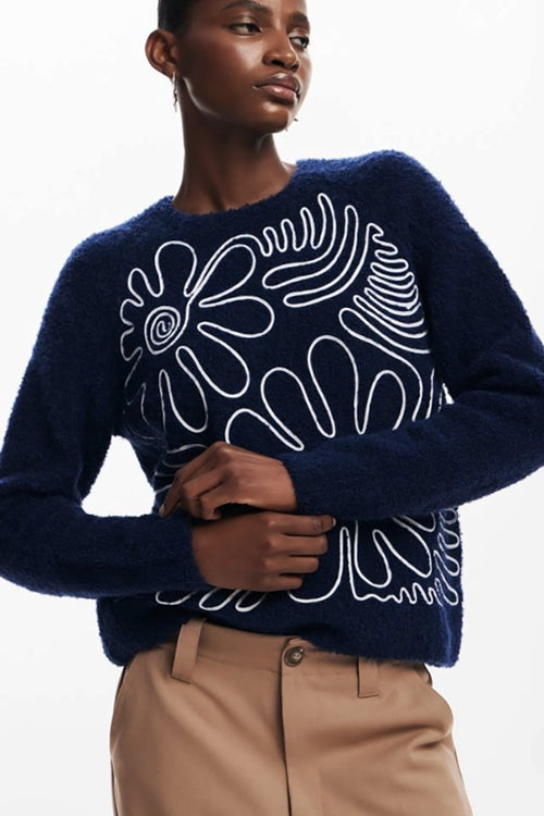 Desigual Cambridge Sweater in Navy - Arielle Clothing
