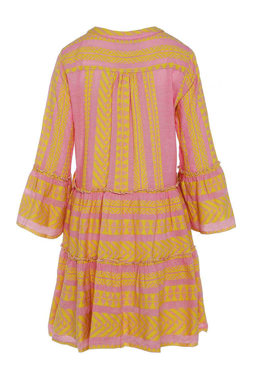 Devotion Twins Ella Midi Dress in Yellow & Pink - Arielle Clothing