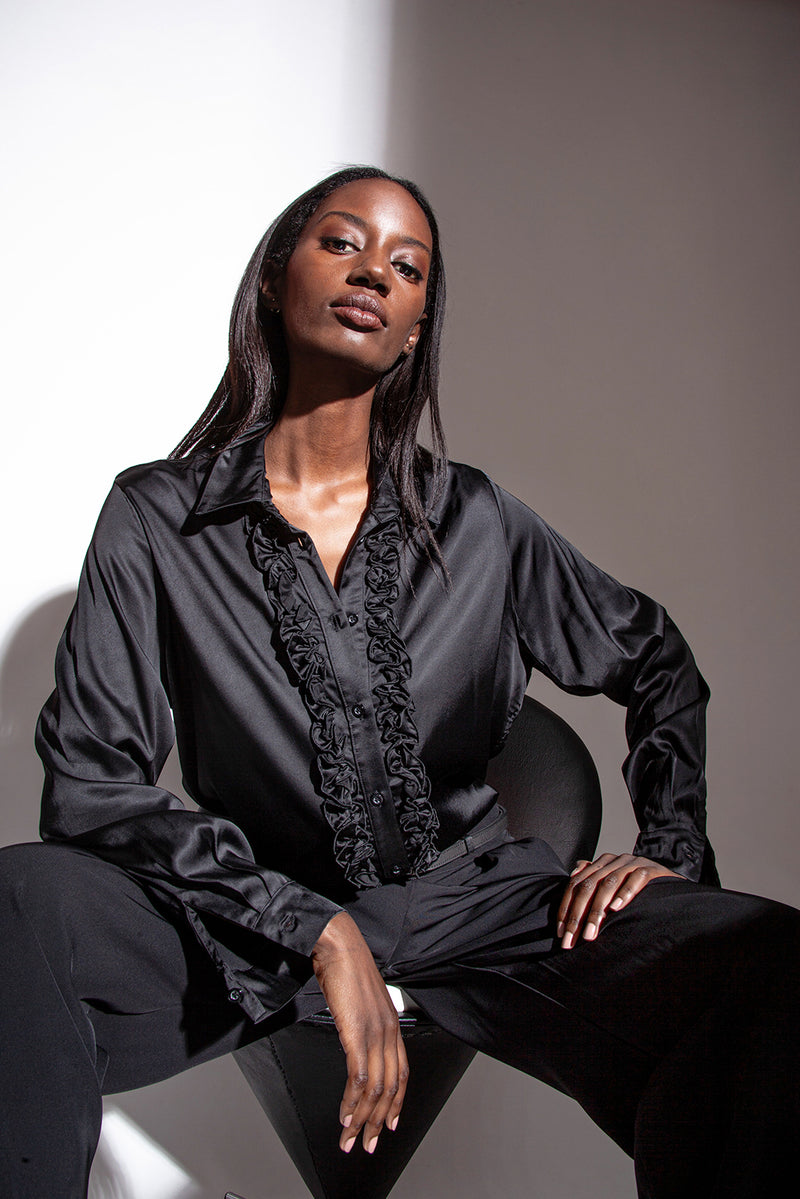 Funky Staff Laura Blouse in Black - Arielle Clothing