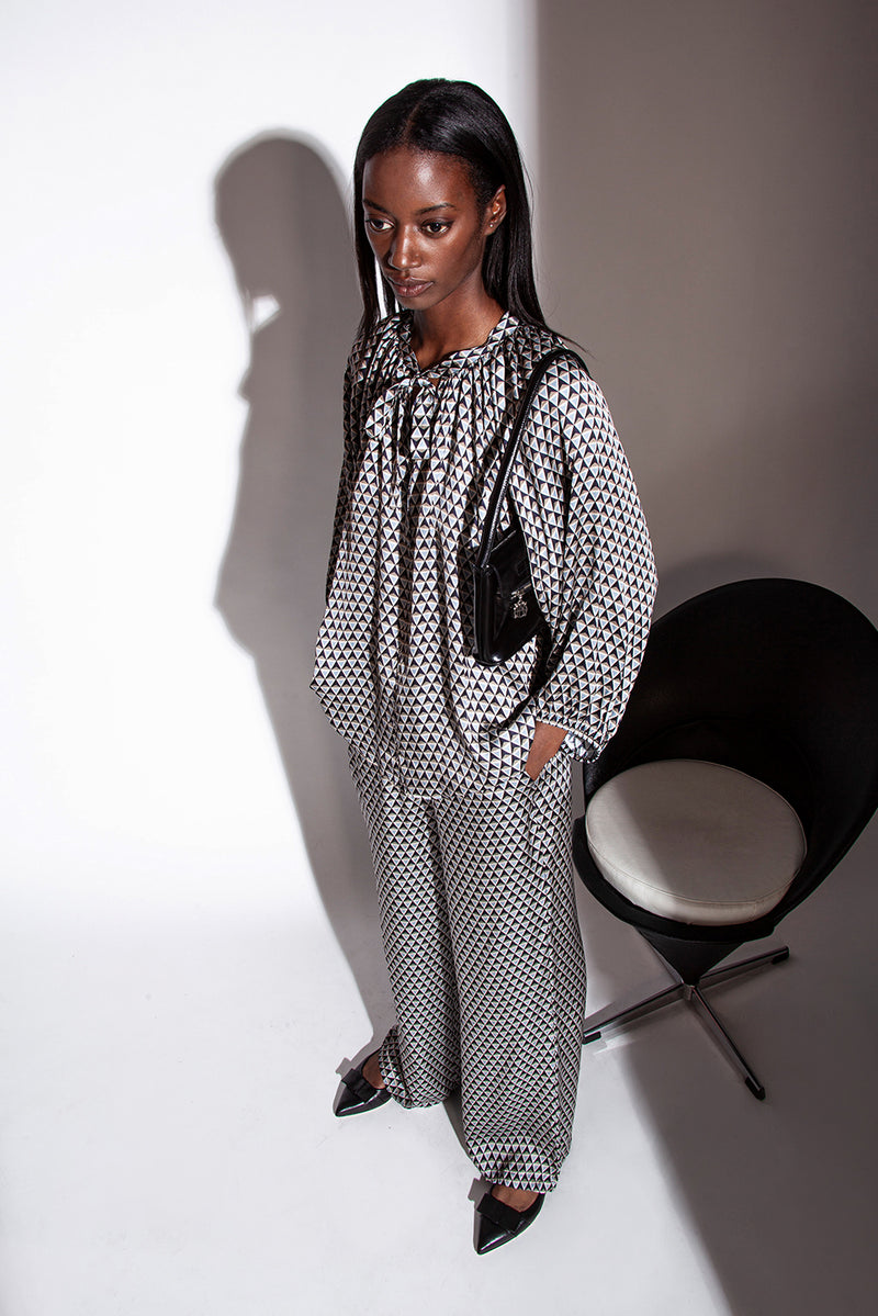 Funky Staff Zoe Trousers in Triangles Print - Arielle Clothing