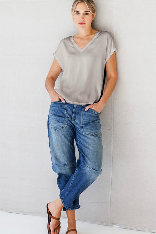 Go Silk Luxe Raw Revisited Tee in Sand - Arielle Clothing