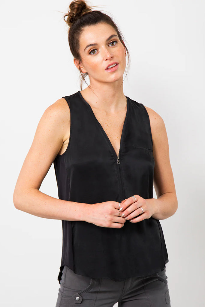 Go Silk Go Zippy Tank Luxe in Black - Arielle Clothing