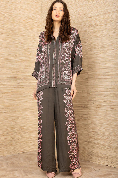 Hale Bob Zaria Charmeuse Kimono Top in Olive - Arielle Clothing