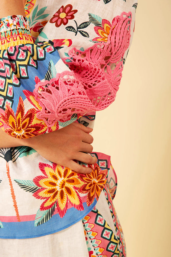 Hale Bob Kayla Linen Top in Pink - Arielle Clothing