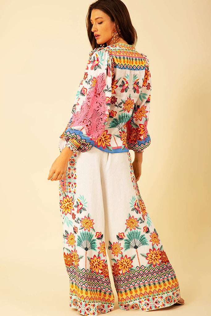Hale Bob Kayla Linen Top in Pink - Arielle Clothing