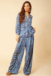 Hale Bob Shira Matte Jersey Top in Blue - Arielle Clothing
