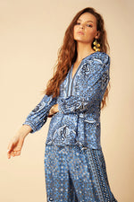 Hale Bob Shira Matte Jersey Top in Blue - Arielle Clothing
