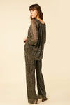 Hale Bob Clemence Lurex Crinkle Mesh Pants in Black - Arielle Clothing