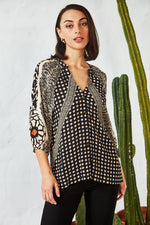 Verge Inspire Blouse in Black Print - Arielle Clothing