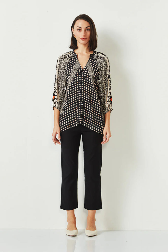 Verge Inspire Blouse in Black Print - Arielle Clothing