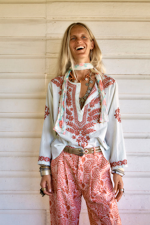 Maison Hotel Shyla Blouse in Chikan Blossom - Arielle Clothing