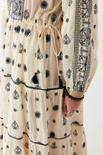 Maison Hotel Caroline Embroidered Maxi Dress in Off-White - Arielle Clothing