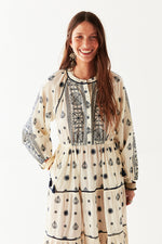 Maison Hotel Caroline Embroidered Maxi Dress in Off-White - Arielle Clothing