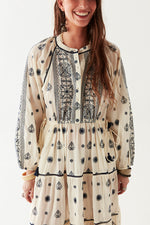 Maison Hotel Caroline Embroidered Maxi Dress in Off-White - Arielle Clothing