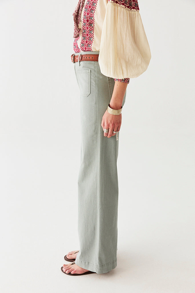 Maison Hotel Edna Heritage Pants in Dark Aqua - Arielle Clothing