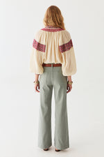 Maison Hotel Edna Heritage Pants in Dark Aqua - Arielle Clothing