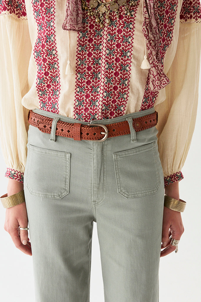 Maison Hotel Edna Heritage Pants in Dark Aqua - Arielle Clothing