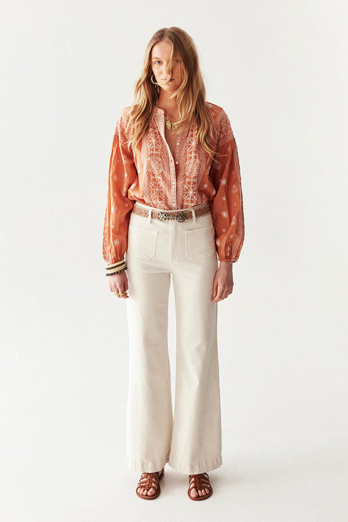 Maison Hotel Edna Heritage Pants in Ecru - Arielle Clothing