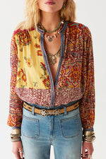 Maison Hotel Leandra Blouse in Patchwork - Arielle Clothing