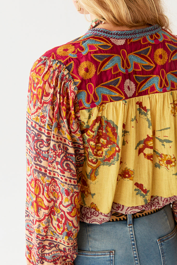 Maison Hotel Leandra Blouse in Patchwork - Arielle Clothing