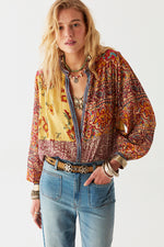 Maison Hotel Leandra Blouse in Patchwork - Arielle Clothing